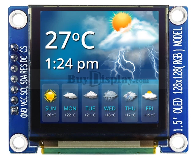 FULL COLOR 1.5 inch Arduino,Raspberry Pi OLED Display Module 128x128 w ...