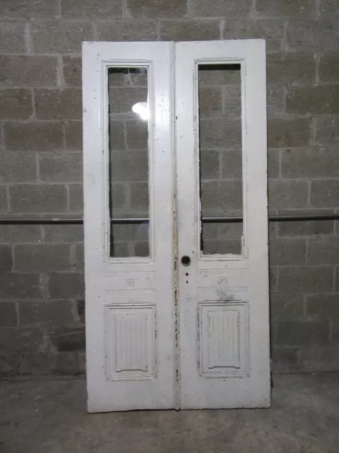 ~ ANTIQUE DOUBLE ENTRANCE FRENCH DOORS ~ 45.5 x 91.25 ~ ARCHITECTURAL SALVAGE