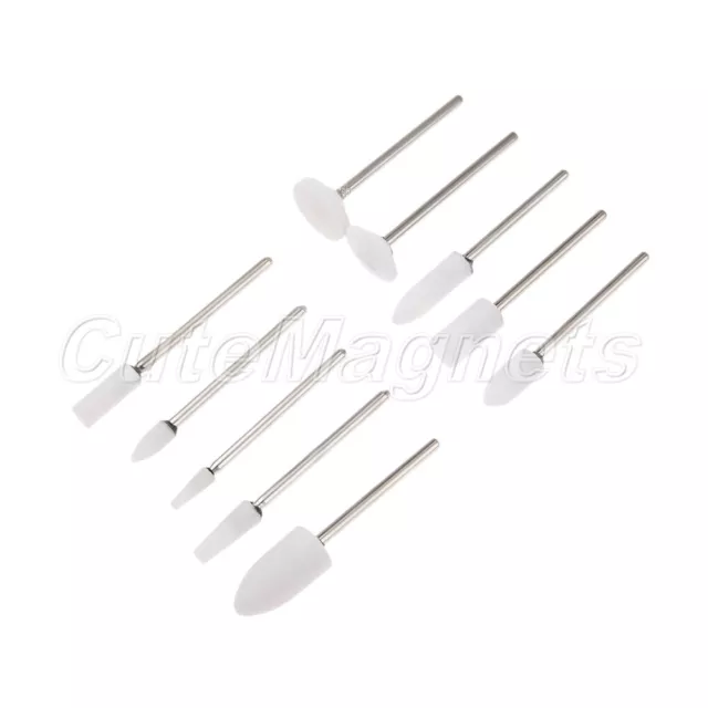 Useful White Corundum Abrasive Head Polishing Stone Grinding Rotary Tool 10pcs 2