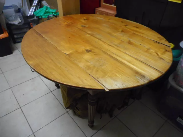 Table à volets marron bois naturel vernis clair