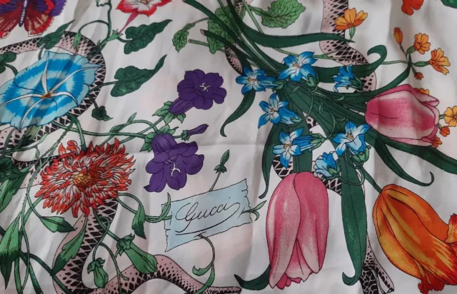 Vintage Gucci Accornero Botanical Silk Scarf