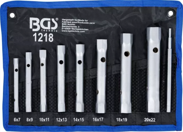 BGS Rohrsteckschlüssel-satz Sw 6 x 7 - 20 X 22 MM 9-tlg. – 1218