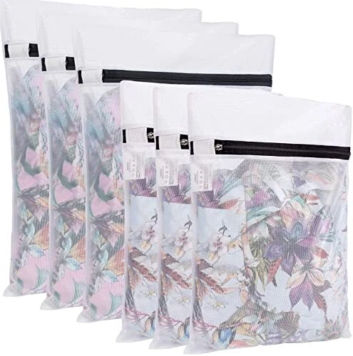 BAGAIL Set of 6 Mesh Laundry Bags with Zip Lock-3 Large & 3 Medium for Laundr...