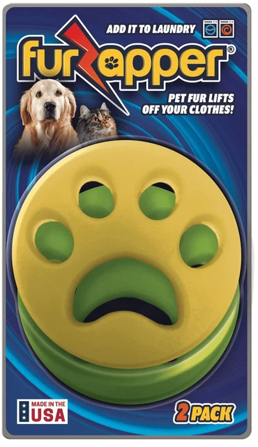 FurZapper Yellow Lint Remover Pet Hair Remover Self-cleaning Re-usable 2-Pack