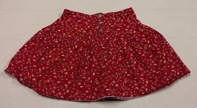 Girl's Kid's *McKIDS* Denim Jean Skirt 100% Cotton Red Floral Flowers Size 6