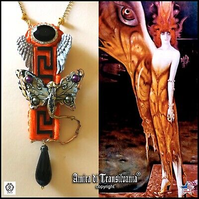 jewelry art deco nouveau necklace retro style pendant luxury wings butterfly bib