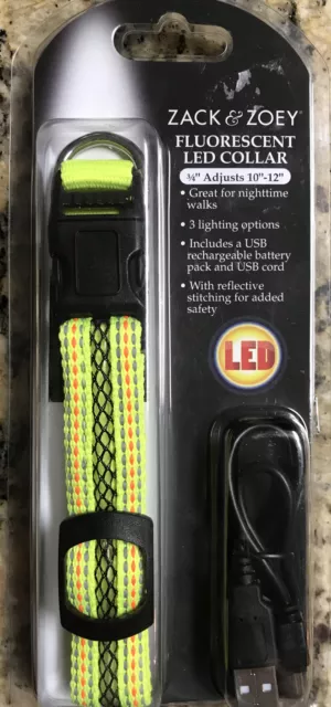 ZACK & ZOEY Fluorescent Yellow Rechargeable LED Dog Pet Reflective Collar