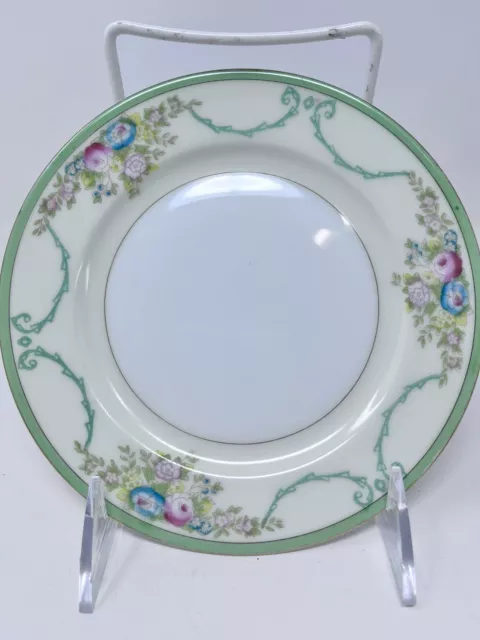 Meito China Porcelain Japan Floral Gold Green Yellow Bread Plate 6 1/2” Inv#23