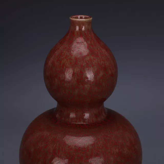 Chinese Red Glazed Porcelain Qing Kangxi Gourd Shaped Vase 8.60 Inches 3