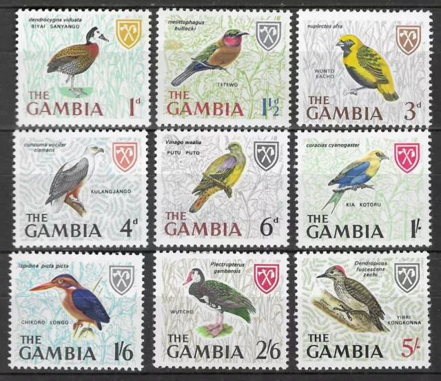 Gambia 1966 Birds Part Set To 5/- Mh/Mnh. Sg. 234, 235,237-243.    (9288)