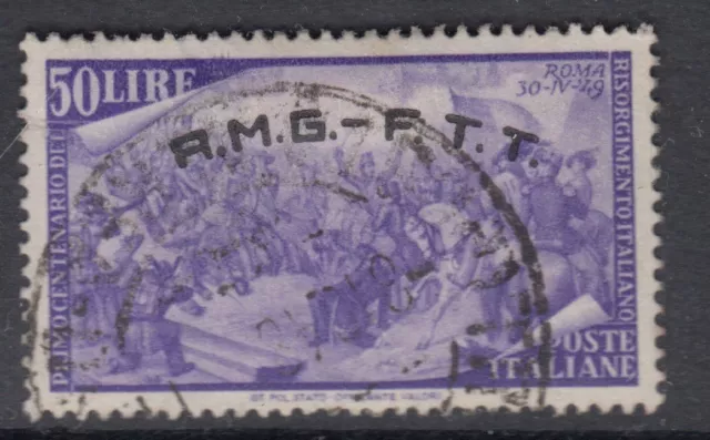 TRIESTE : 1948 Centenary of Revolution 50L violet SG 75 used