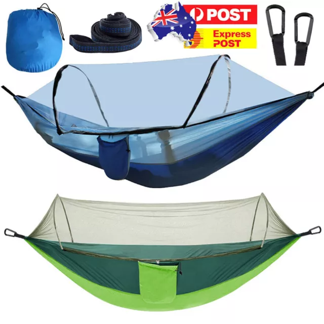 Double Person Hanging Hammock Bed With Mosquito Net Swing Camping Outdoor Travel