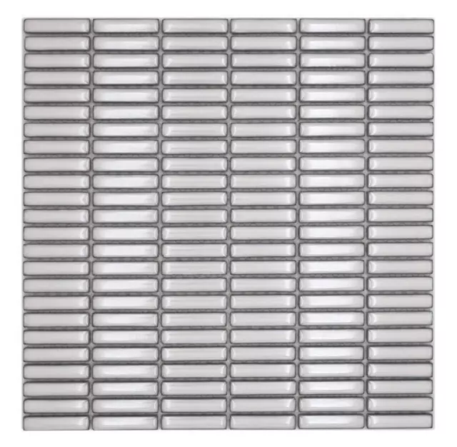 Palillos de mosaico de cerámica retro años 50 blanco antiguo brillante | 10 alfombras