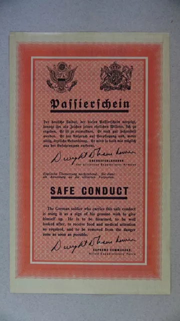 WW2 Allied Tract Safe-Conduct Pass Safe-Conduct Pass ZG76 1944