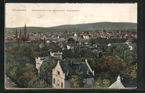 AK Wiesbaden, Ortsansicht aus der Vogelschau 1915