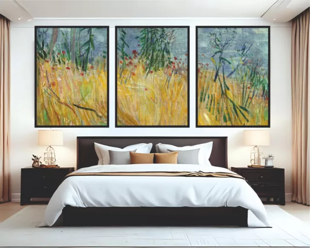 Vincent van Gogh Edge of Wheat Field with Poppies set of 3 pictures prints art