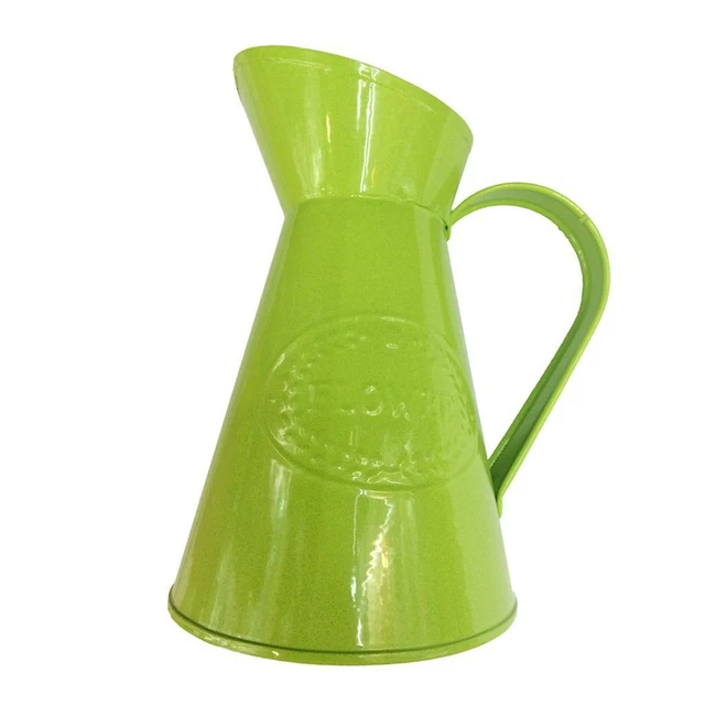 Shabby Chic Retro Metal Jug Vase Flower Pitcher Wedding Home Decor Green