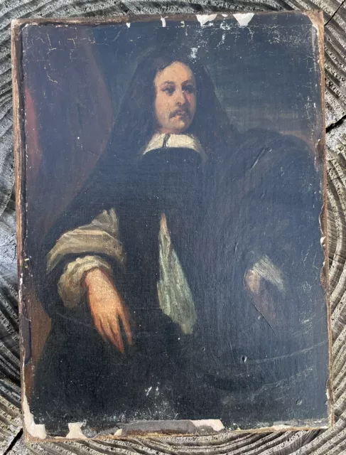 Portrait noble école flamande XIXème peinture panneau toile Anton Van Dyck 19ème