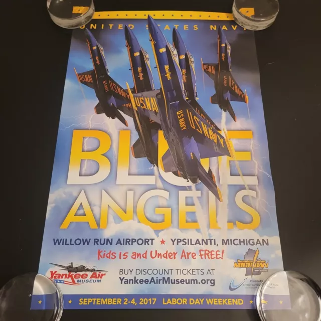US NAVY BLUE Angels Airshow Poster Willow Run Airport Ypsi Michigan