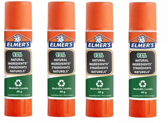 Elmer's 40g Pure School Glue Stick Child Friendly, Washable, 4 Units