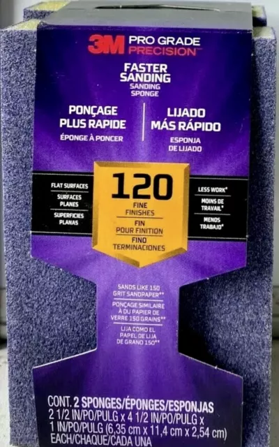 3M Pro Grade Precision Faster Sanding Block, 120 Grit, 2 count
