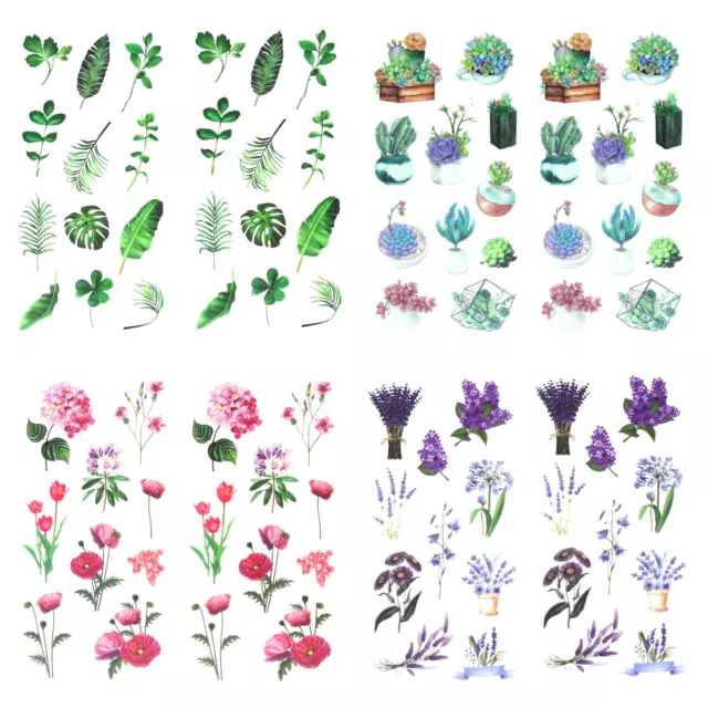 84 Blumen Sticker Pflanzen Blätter Aufkleber Vintage Deko Scrapbooking Basteln