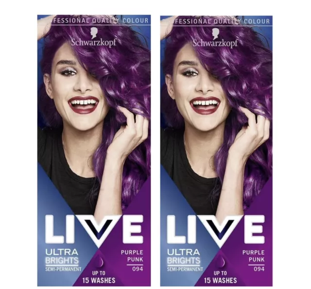 Schwarzkopf LIVE Brights Semi-Permanent Hair Colour Shade: Purple Punk 094 x 2