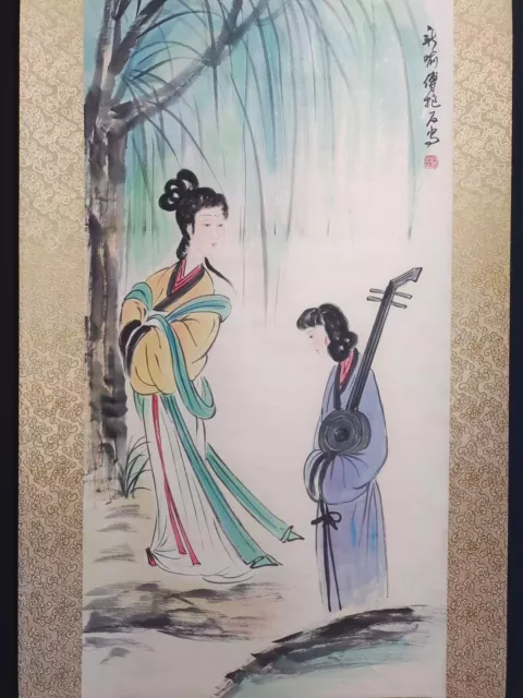 Excellent Old Chinese 100% Hand Scroll Painting Beauty By Fu Baoshi 傅抱石