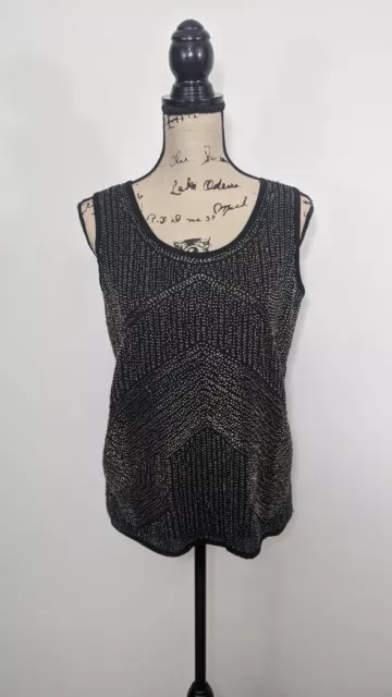 $118 NWT Cache XS Beaded Front Tank Top Blouse Sleeveless Scoop Neck