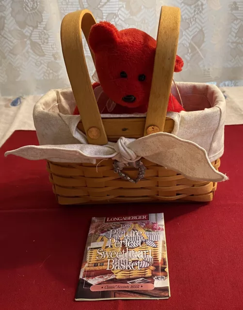 Longaberger 1998 Sweetheart Picture Perfect Classic Basket #16551 Combo/Beanie