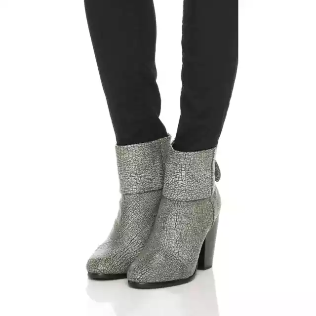 Rag & Bone Newbury Classic Cap Toe High Heel Ankle Boots SZ 35 New $495 Crackled