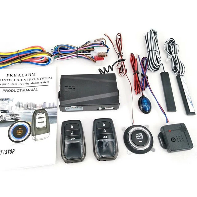 Keyless Entry Car SUV Engine One-button Start Alarm System W/Dual Remote Control
