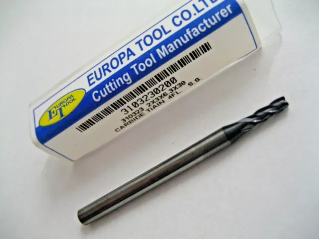 2mm CARBIDE END MILL TiALN COATED 4 FLUTED EUROPA TOOL 3103230200  19