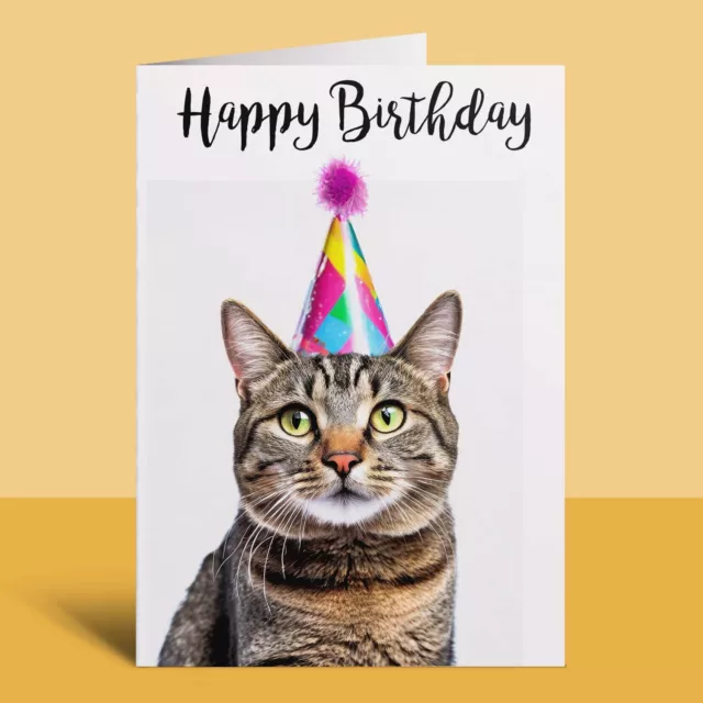 Tabby Cat Birthday Card for Mum Sister Brother Dad Friend Her Him Fun Card