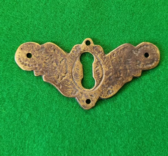 Brass escutcheon keyhole cover surround plate antiqued, furniture, key, drawer