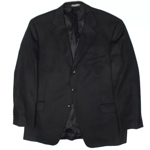 Arnold Brant Mens Cashmere Sport Coat 48R Solid Black 3 Button Jacket Blazer
