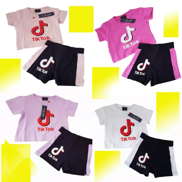 Girls Kids Short Sleeve Set Outfits Summer Top 2pcs Shorts Summer Holiday Outfit