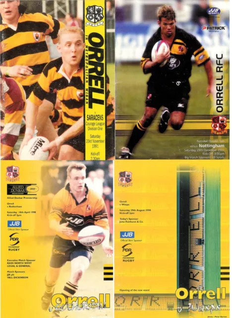 Orrell Rugby Union Programmes 1991 - 2002