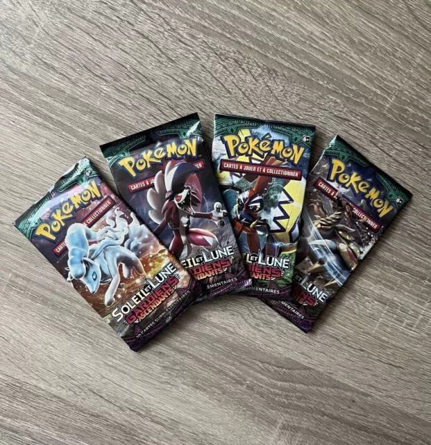 Artset.4 Boosters de cartes Pokemon Soleil et Lune Gardien Ascendant  FR NEUF