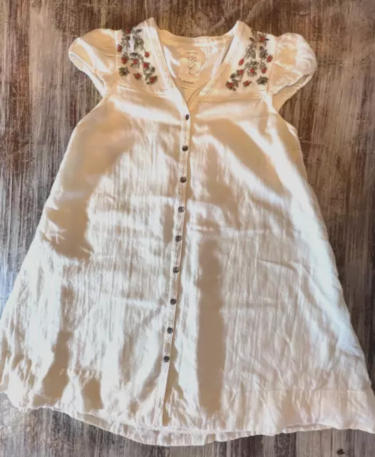 ANTHROPOLOGIE Boho Dress MEADOWRUE METALLIC Floral BabyDoll Shift Shabby Chic 2