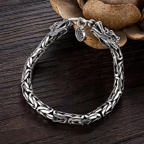 925 Sterling Silver Vintage Dragon Bracelet Unique Elegant Trendy Bangle Jewelry