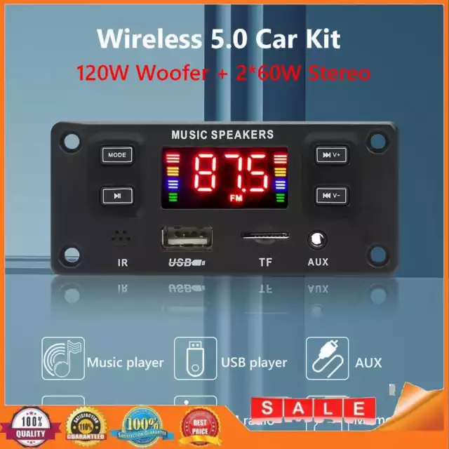 2 X 60W Stereo USB TF FM Radio Module Handsfree Bluetooth-compatible 5.0 for Car