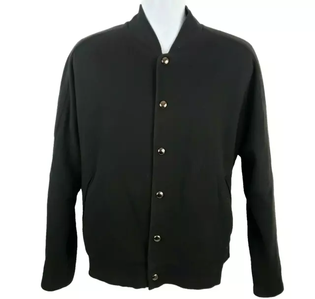 Shipley & Halmos Snap Button Black Varsity Jacket Mens Size XL