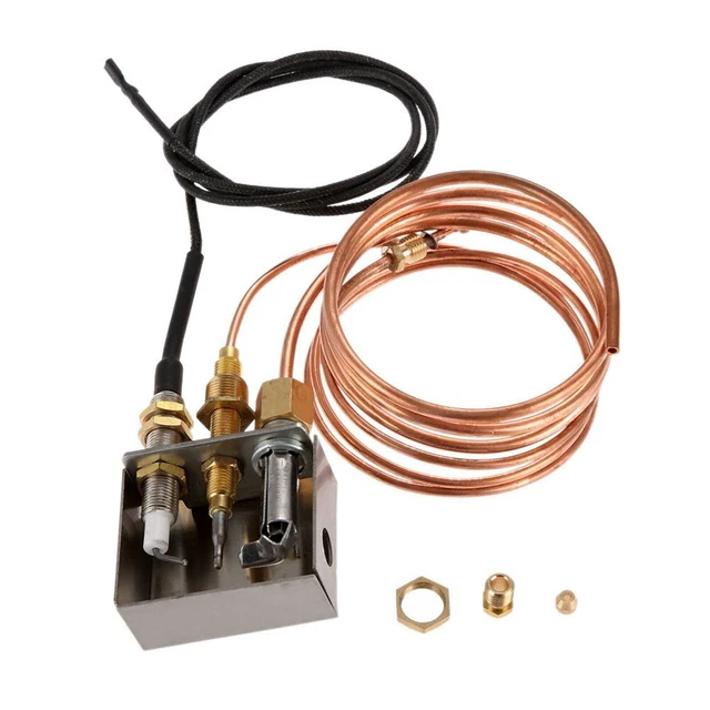 Kit Bruciatore Pilota Per Stufa A Gas GPL Con Termocoppia E Accensione A Scintilla, Terminale Piatto 4.8 Mm, Compatto 35 Cm