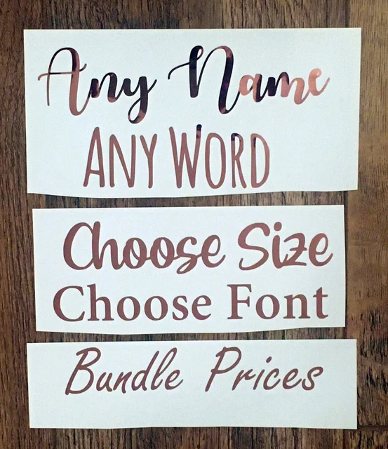 ROSE GOLD, METALLIC Vinyl Labels, Stickers, Decals, Personalise, Name