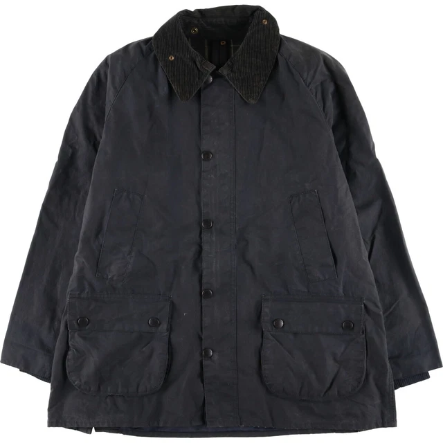 ~1990'S Aquascutum waxed cotton oiled jacket, made in England, men's size L equivalent, vintage. cotton navy blue type Vintage Second Hand