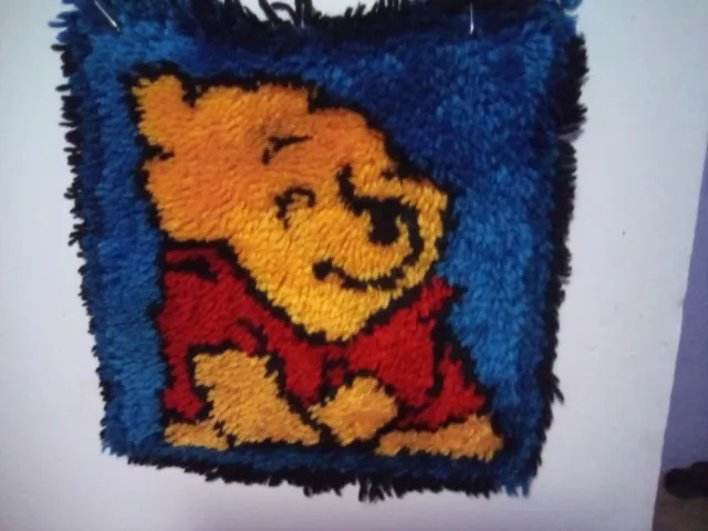 Finished Latch Hook Rug Winnie the Pooh Bear Pillow Topper