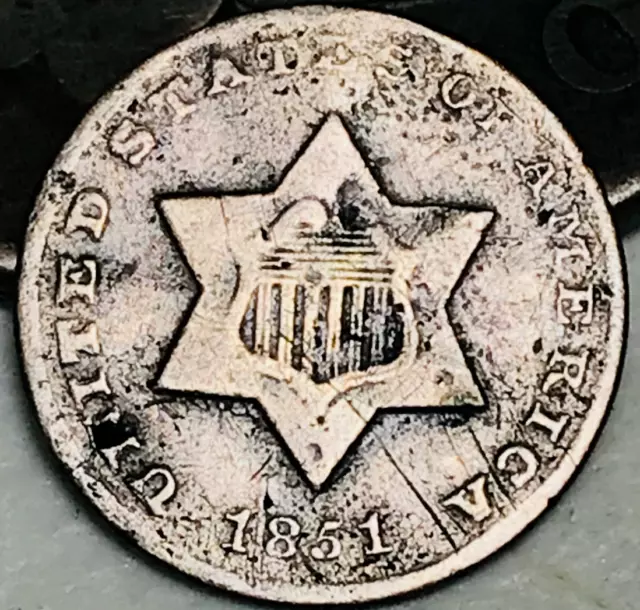 1851 O Three Cent Silver Piece Trime 3c Type 1 Ungraded Details US Coin CC20478