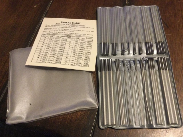 48-THREAD MEASURING WIRES with Thread Chart conversion chart EUR 29,01 ...