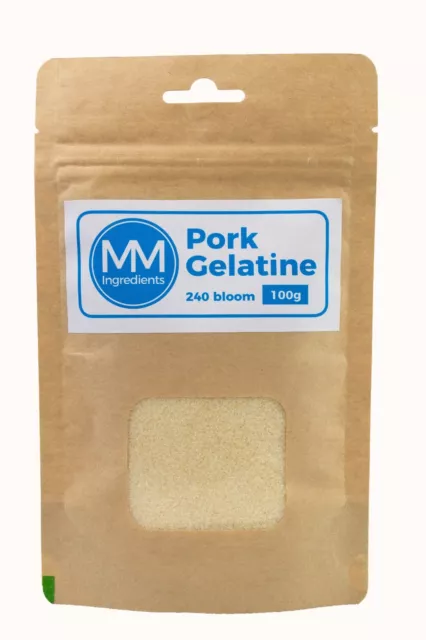 Pork Gelatine Powder 100G 240 Bloom. Unflavoured powdered Gelatine or Gelatin